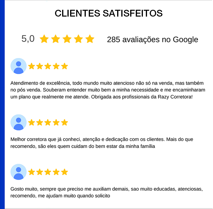                Clientes Satisfeitos!

5 estrelas - 285 avalia��es no Google
